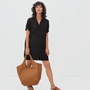 Everlane Black The Linen Workwear Dress